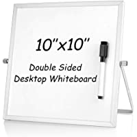 S SIENOC 10&quot-x10&quot- Pizarras blancas whiteboard Tablero blanco de borrado en seco Mini caballete Reversible Bloc de notas…